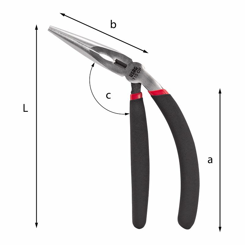 Pinza piegata a becchi mezzotondi lunghissimi 115 CP