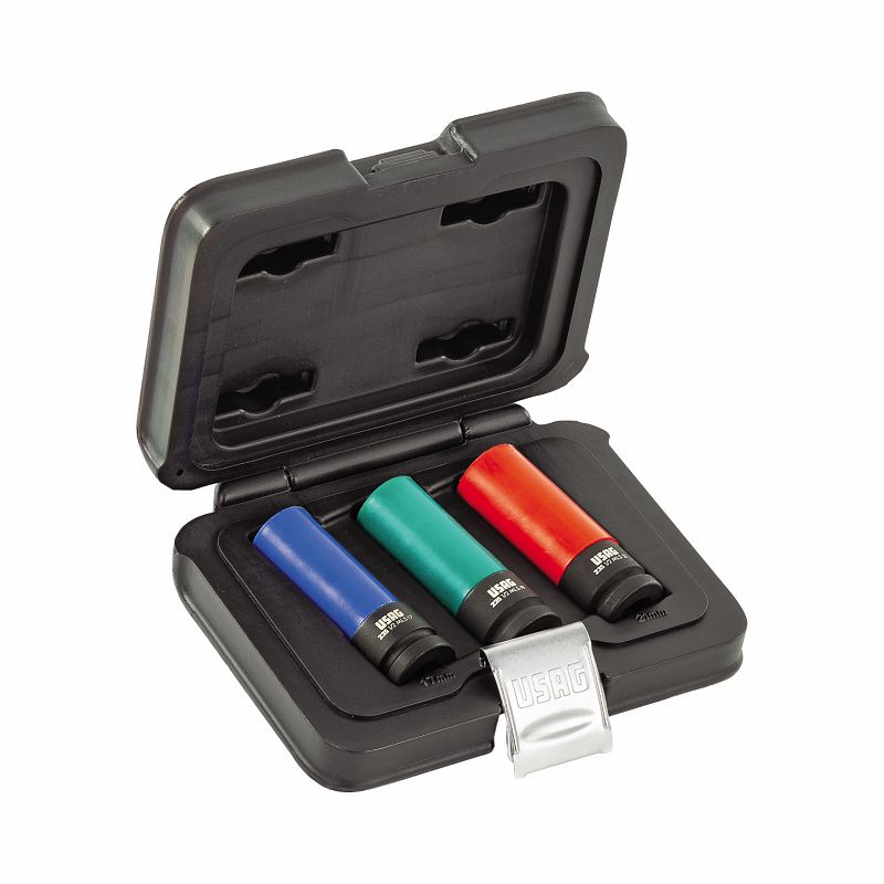 Assortimento in cassetta modulare con bussole macchina per cerchi in lega con protezione in téflon (3 pz) 270 C/C3