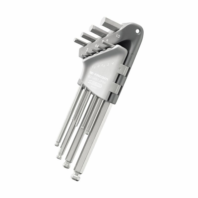Serie di 9 chiavi maschio esagonale lunghe testa sferica inox 280 LTSI/S9