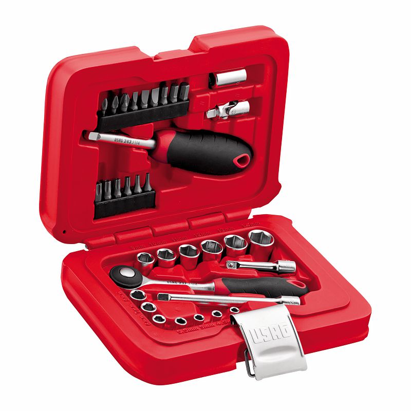 Assortimento in cassetta modulare con bussole esagonali ed inserti per avvitatura (34 pz) 601 1/4 J34