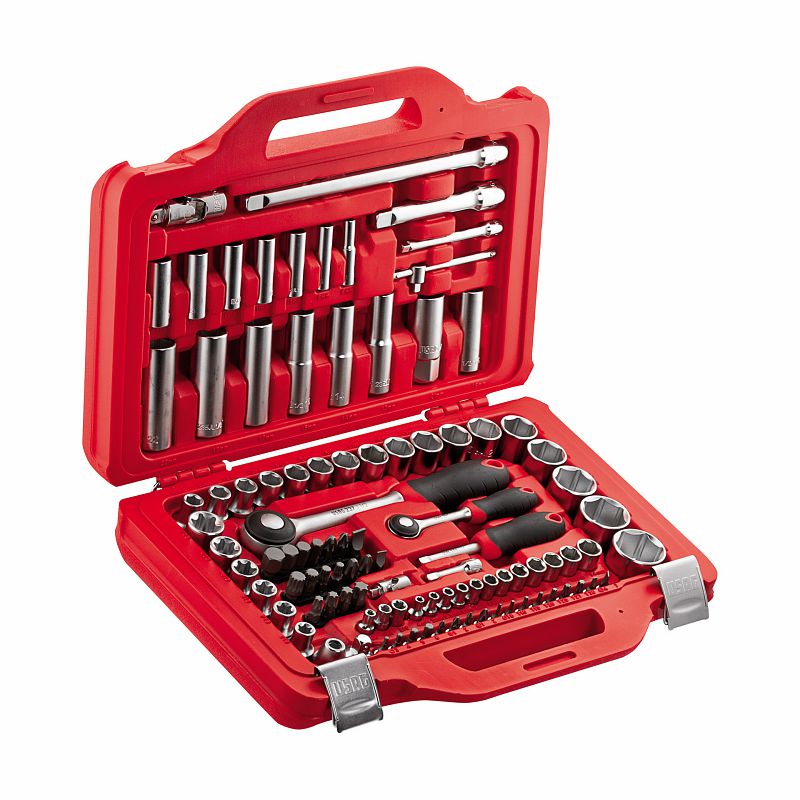 Assortimento in cassetta modulare con bussole esagonali ed inserti per avvitatura (100 pz) 601 1/4-1/2 J100
