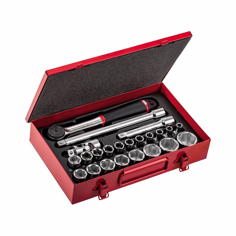 Assortimento in cassetta di lamiera con bussole esagonali (23 pz) 612 1/2 EA