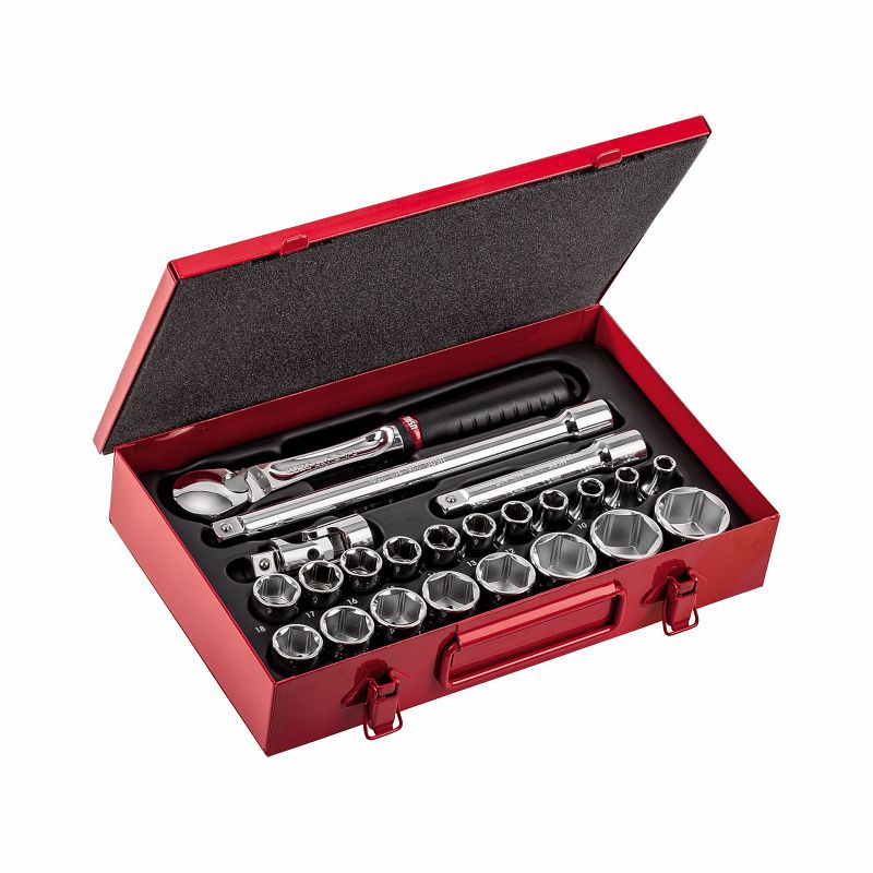 Assortimento in cassetta di lamiera con bussole esagonali (23 pz) 612 1/2 EB